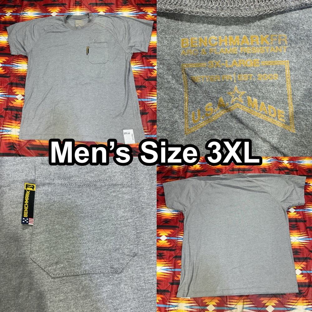 Benchmark FR Gray T-Shirt Pocket Men’s Sz 3XL ARC/HRC 1 USA Made 3018FRL Pocket